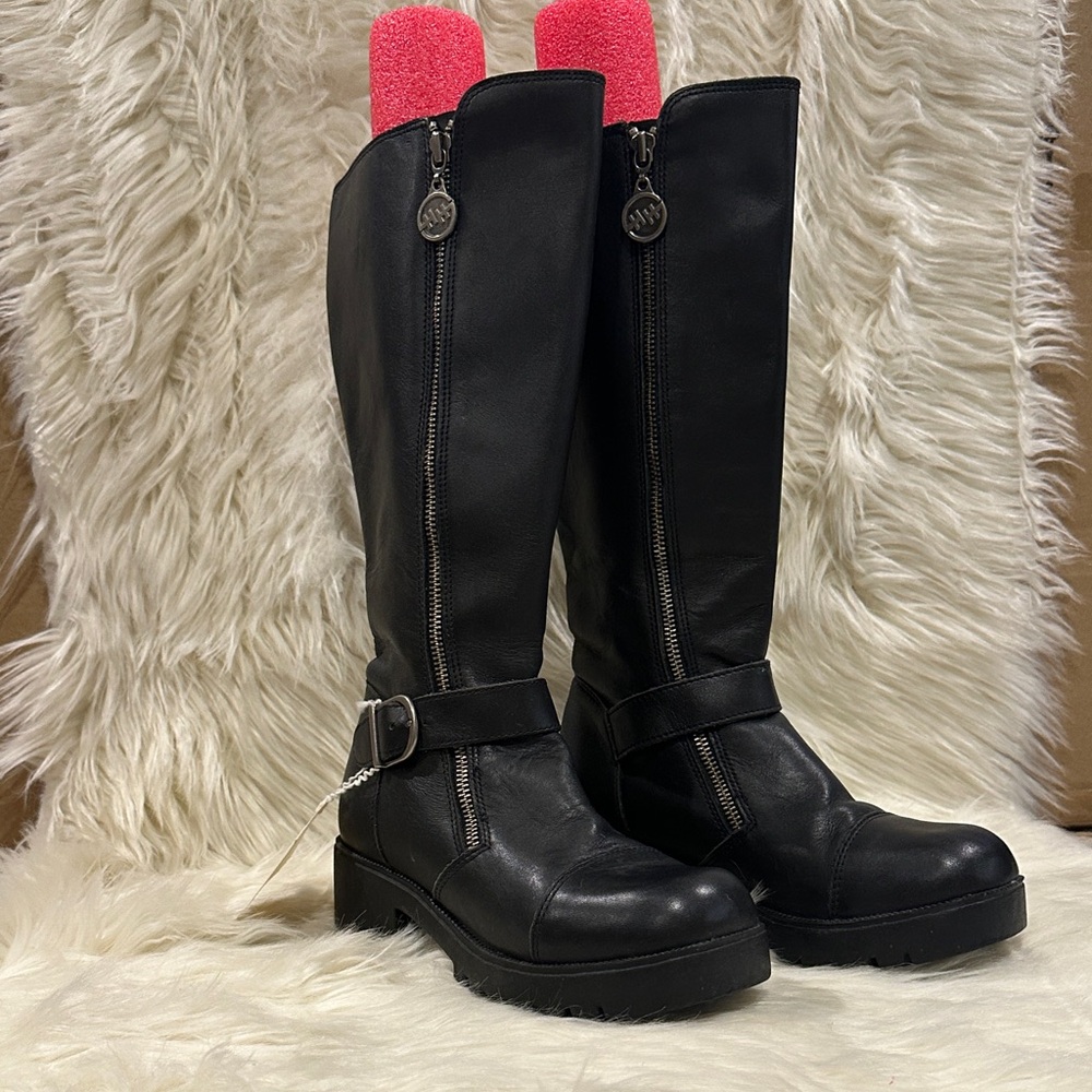 Double H Black Leather Combat Boots